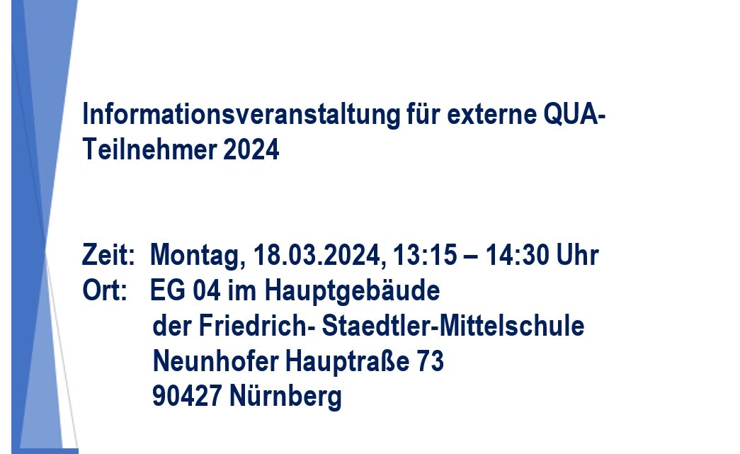Informationsveranstaltung für externe QUA-TeilnehmerInnen 2024